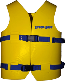 TRC Recreation Super Soft Child Size Medium Life Jacket USCG Approved Vinyl Coated Foam Swim Vest for Kids Swimming Pool and Beach Gear, Yellow