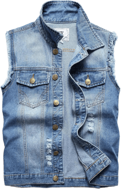 Men's Denim Vest,Sleeveless Jacket Slim Fit Vintage Casual Ripped Summer Jean Vest for Men Large Light Blue