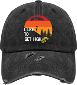 I Like to Get High Parachute Skydiver Hats for Mens Washed Distressed Baseball Cap Trendy Washed Workout Hat Adjustable