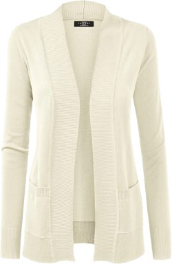 Made By Johnny Women's Open Front Casual Long Sleeve Knit Classic Sweaters Cardigan with Pockets Short Length Large Wsk926_ivory
