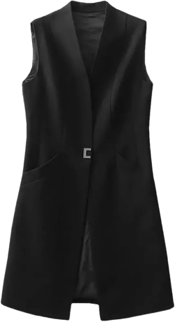 Dvbfufv Spring Classic Long Vest Women Elegant Suit Vest Sleeveless Jackets Lady Slim Waistcoat Vest X-Large Black