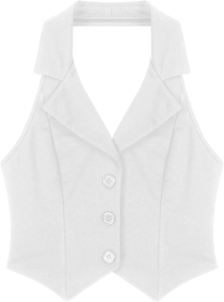 Womens Regular Fitted Dressy Waistcoat Sleeveless Halter V-Neck Button Front Crop Blazer Suit Vest X-Large White a