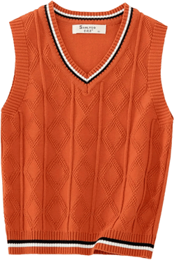 FEESHOW Boys Kids Girls Thermal Warm Sweater Vest V Neck Sleeveless School Uniform Knit Trim Cardigan Orange a 3-4T