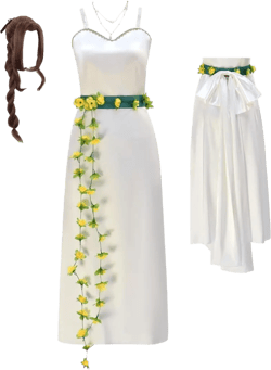 Howenlthy Adult Aerith Gainsborough Costume White Dress Suit Fantasy Rebirth Halloween Cosplay Outfit Aerith Gown Bow Set : Clothing, Shoes & Jewelry