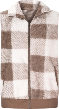 Uillui Women's Fuzzy Lightweight Fleece Vest Casual Loose Fit Sleeveless Zip Up Teddy Funnel Faux Fur Vest Coat with Pockets X-Large A03^brown