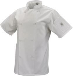 Mercer Culinary M61032WHM Genesis Women's Short Sleeve Chef Jacket with Traditional Buttons, Medium, White