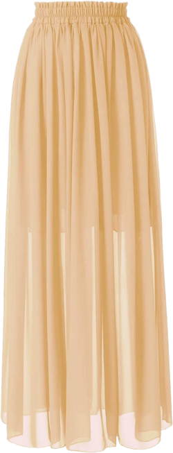 Topdress Women's Chiffon Skirts Elastic High Waist Tea Length A-line Ruffle Beach Skirts X-Large Beige