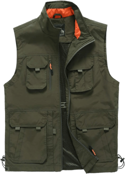 Hbufnha Men's Lightweight Vest Outdoor Windbreaker Vest Jacket For Golf Safari Travel Fishing Hiking Vest Small 2#armygreen