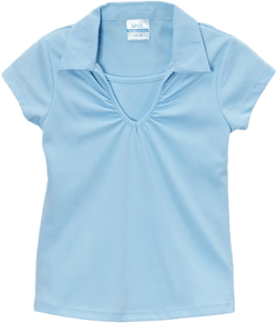 Girl's Uniform V-Neck Collar Shirt Short Sleeve Great for School Burgundy Navy White Sky Blue Green Purple Yellow Red 14 Sky Blue