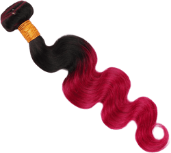 24 Inch Ombre 1B/99j Burgundy Body Wave Human Hair Bundles - Two Tone Black to Burgundy Brazilian Virgin Hair Extensions for Women