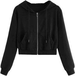 tuduoms Women Casual Cropped Zip Up Hoodie Cute Crop Top Y2K Teen Girls Trendy Lightweight Crop Jacket Long Sleeve Sweatshirt