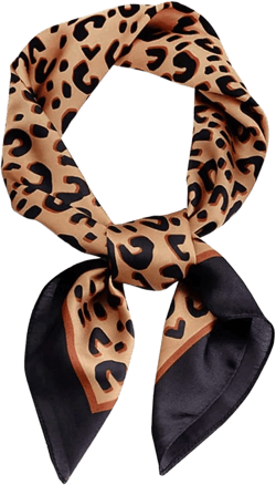 GERINLY Silk Hair Scarf Animal Print Leopard Neck Scarf Summer Neckerchief for Women Bag Purse Accessory