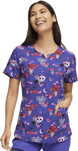 HeartSoul Break On Through Women Scrubs Top V-Neck Print HS821: Clothing, Shoes & Jewelry
