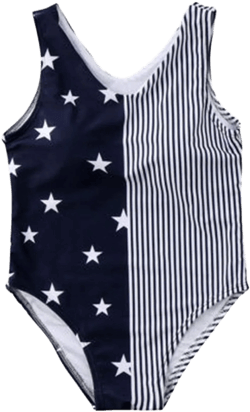stylesilove American Flag Navy Blue One-Piece Swimsuit Mommy Girls Matching Holiday Bathing Suit Beach Pool Swimwear Small Navy Blue