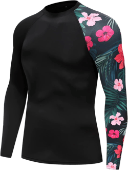 KYKU Men's Rash Guard Long Sleeve UPF 50+ UV Lightweight Sun Protection Swim Shirt for Outdoor Fishing Hiking Surf X-Large 003black