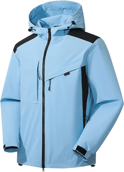 BOXIACEY Rain Jacket Women Waterproof Lightweight Rain Jacket Active Outdoor Hooded Raincoat Packable Windbreaker Jacket Medium 05-sky Blue
