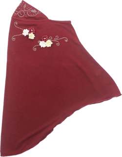 Instant Hijab for Kids Girls Hijabs Muslim Islamic Head Scarf with Rhinestone and Flowers Red One Size