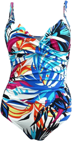 Calvin Klein Women's Twist-Front Tummy-Control One-Piece Swimsuit (Lapis Tropical Rainforest, 4) at Amazon Women’s Clothing store