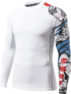 HUGE SPORTS Men's Rash Guard Long Sleeves UPF 50+ UV Sun Protection Quick Drying Splice Compression Swim Shirts 3X-Large Zhaoyun