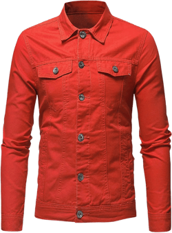 Men's Casual Classic Denim Jacket Slim Fit Fashion Jean Coat X-Large Red