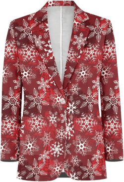 Men's Long Sleeve Suit Jacket Cardigan Soft Lightweight Open Front Casual Blazer Jacket Outerwear Pockets Large Red Snowflake Christmas