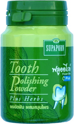 Set of 2 Bottles Supaporn Tooth Polishing Powder Thai Toothpaste Plus Herb Freshen Breath 90g.