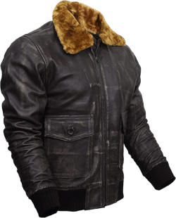 Jild Air Force A-2 Bomber Style Genuine Cowhide Distressed Leather Flight Aviator Jacket for Men with Removable Fur Collar X-Large Brown