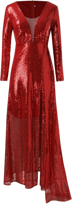 Sweater Dress for Women Womens Deep V-Neck Dress Pleated Long Sleeves Sequin Maxi Prom Dress with Slit Plus Size Dresses for Wedding Cocktail Dress for Women Red