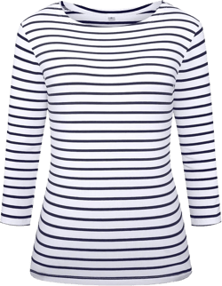 LilyCoco Womens 3/4 Length Sleeve Tops Striped Boatneck Shirt Breton French Cotton Tees