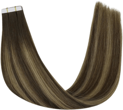 Full Shine Virgin Tape In Hair Extensions Human Hair 14 Inch Seamless Tape In Remy Hair Straight Hair Balayage Medium Brown To Blonde And Brown Invisible Tape In Human Hair 10 Pcs 25 Gram For Women 14 Inch ( pack of 25g ) 3# 4-24-4 25g Virgin hair