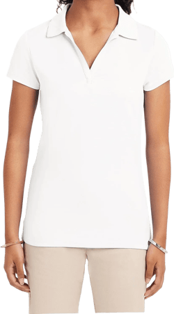 IZOD Women's Uniform Short Sleeve Polo Shirt, Button Closure, Moisture Wicking Performance Material & Fade Resistant Small White