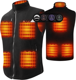 ARRIS Heated Vest for Men, 7.4V Electric Size Adjustable Heating Vest for Hunting Black-fleece