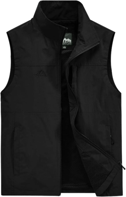 Gihuo Men's Fishing Vest Utility Vest Casual Outdoor Quick Dry Safari Travel Golf Vest Work Vest Medium Black