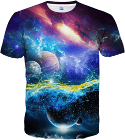 Hgvoetty Unisex 3D Print Shirts Colorful Space Graphic Tees for Men Women Teens Small A2-blue Galaxy