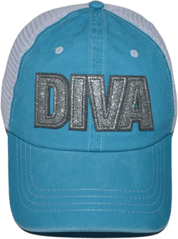 Popfizzy Funny Trucker Hats for Women and Girls, Princess Cap, Queen Hat, Babe Cap, Jersey Shore Outfit, Y2K Hat, Adjustable Diva, Silver/Teal