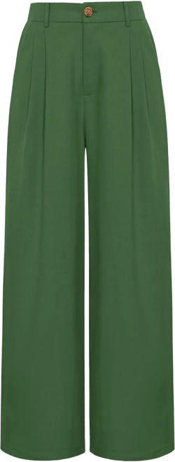 GRACE KARIN Wide Leg Pants for Women Cotton Linen Business Casual Long Trousers Palazzo Pants with Pockets Medium Olive Green