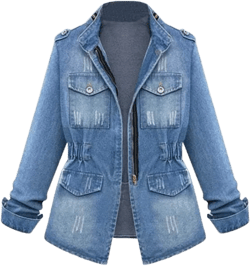 Plus Size Casual Women's Denim jacket Slim Jeans Jacket Chain Jacket