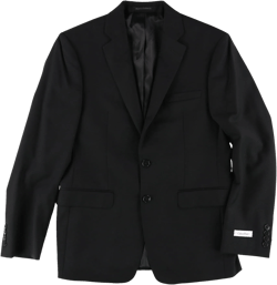 Calvin Klein Mens Notch Lapel Two Button Blazer Jacket, Black, 46 Long
