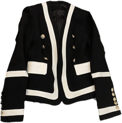 Pink Green Blue Nude Black Blazer Jacket Women's Gold Buttons Double Breasted All-Match Blazer X-Small Black White