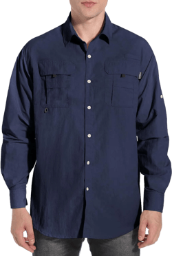 NOMINATE Mens Long Sleeve Fishing Shirts UPF 50+ UV Protection Sun Shirts Quick Drying Hiking Lightweight