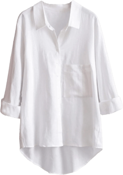 Minibee Women's Long Sleeve Shirts Button Down Blouse Cotton Tunic High Low Tops X-Large White-long Sleeve