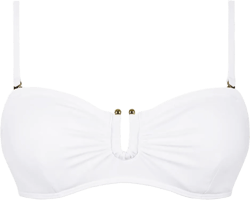 Hilor Women's Underwire Bikini Tops A-C Cup Push Up Supportive Swimsuit Top Bandeau Bathing Suit Swim Tops 16 White