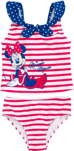 Disney Minnie Mouse July 4th Little Girls UPF 50+ Tankini Top and Bikini Bottom Swim Set Red White Blue 6