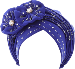 Women’s Cotton Turban Elastic Printing Sleep Bonnet Chemo Cap Hair Loss Hat Christmas Halloween (Blue, One Size) at Amazon Men’s Clothing store