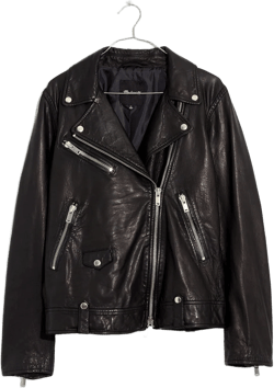 Washed Leather Oversized Motorcycle Jacket