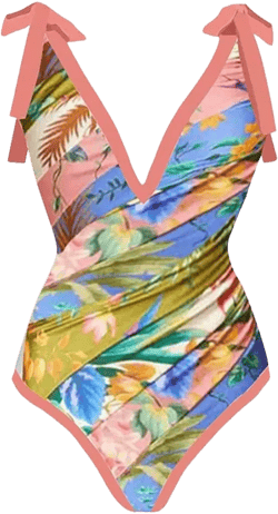 Women's One Piece Swimsuit V Neck Ruffle Floral Print Vintage Tummy Control Monokini Tankini Set with Long Sarong Cover up Wrap Skirt 2 Piece Swimwear Beach Outfit Bathing Suit Pink Colorful Medium