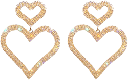 Geometric Triangle Earring Metal Simple Drop Dangle Earring Plating Gold Black Bohemian Dangling Costume Earring For Women Bar Party Fashion Jewelry Crystal double heart-shaped