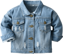 HENGAO Kids' Jean Jackets Toddler Boys Girls Turn-down Collar Ripped Denim Jacket 3-4T A-light Blue