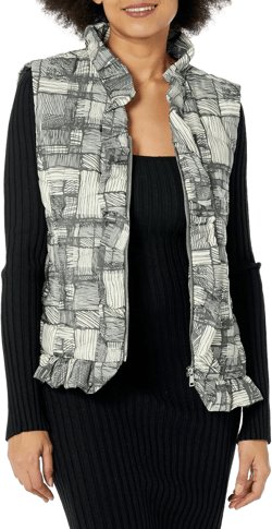 MULTIPLES Girls' Zip Front Ruffle Trim Quilted Vest
