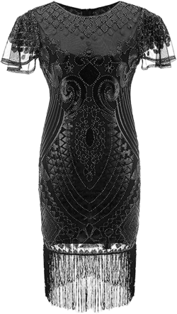 Women's 1920s Great Gatsby Dress Sequin Flapper Dress Vintage Formal Tassels Fringe Dress Party Cocktail Prom Gown